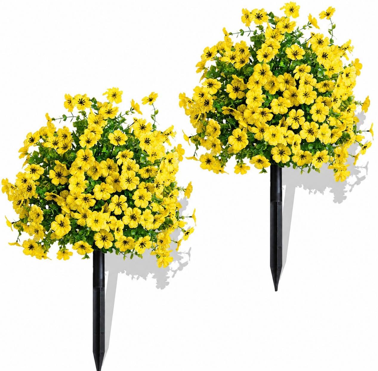 2 Stück Kunstblumen Outdoor 60cm Wetterfest Farbenfroh Mit Erdspieß,Gelb | UV-beständige Seidenblumen Pflegefrei Ganzjährig Farbenprächtig für Home Garten Blumenbeet Außendekoration
