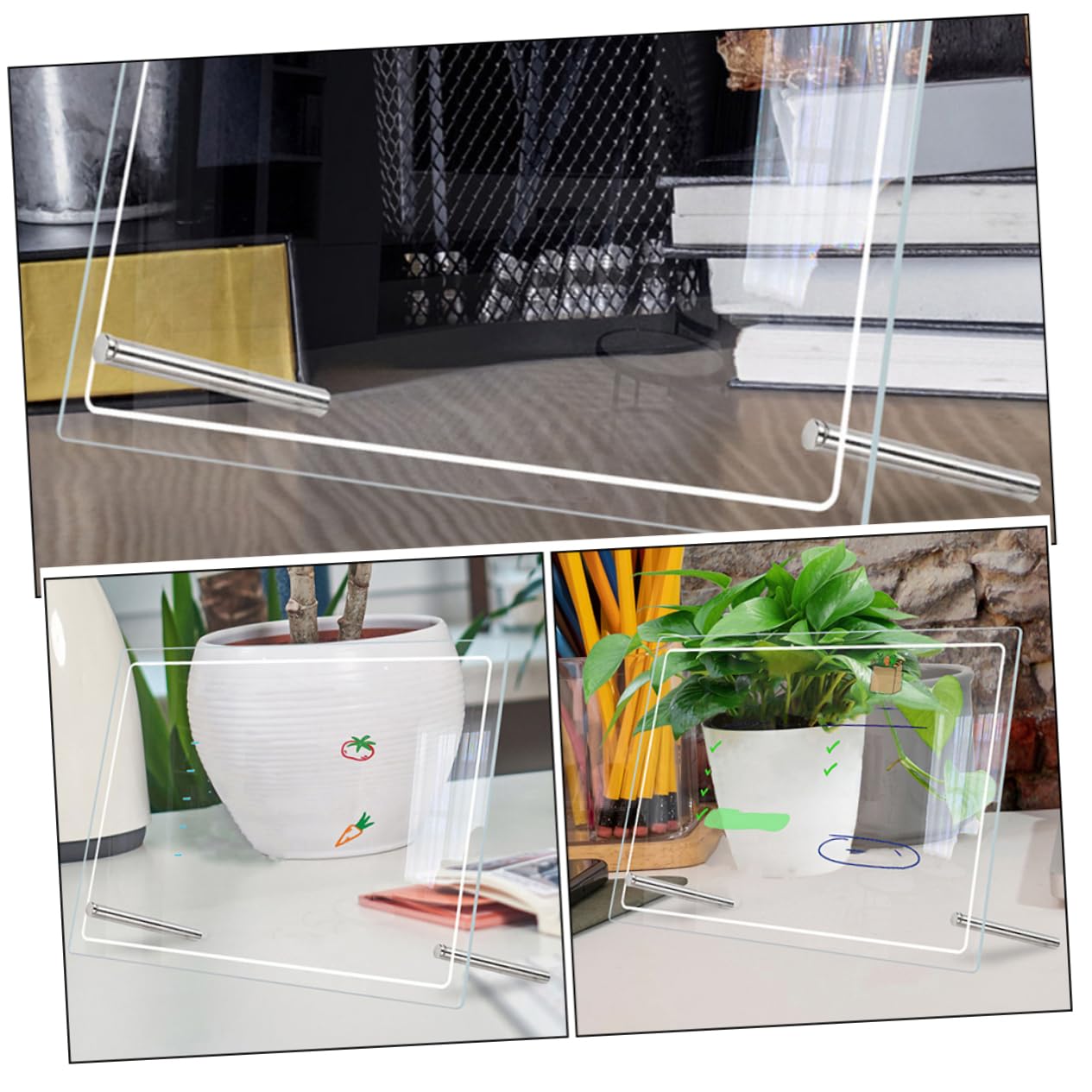 2 Stück Acryl Whiteboard Tisch Notiztafeln mit Glatter Oberfläche und Abwischbar für Büro und Haushalt Praktische Transparente Memotafel