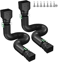Ogutter Flexible Downspout Extensions 21-66" Extendable Rain Gutter Drain Pipes, Fits 2x3/3x3/4x3 - 2 Pack Black