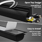 Cable Management Under Desk (31.5in J Channel 2 x 15.7in) Self Adhesive Cable Raceways Cable Channel, Easy to Install Cord Cover Cable Hider Desk Cord Organizer Electrical Cord Management Black