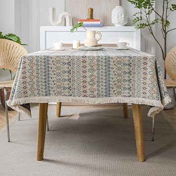 Retro Tablecloth Fabric Home Rectangular Table Fabric Geometric Tea Table Fabric Long Bar Meal Pad Fabric Desk Pad Printed Tablecloth Blue, 220 * 140cm A