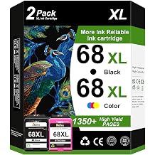 68XL Ink Cartridges Replacement for HP 68e 68 XL Ink Cartridges Black Color Combo Pack Compatible for HP Envy 6155e, 6500e, 6552e, 6555e, 6558e, 6100e, 6152e Printer2Pack