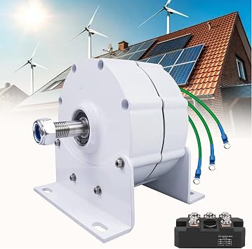 Generator, 12000W Low RPM Generator Permanent Magnet Rare Earth Turbine 12V 24V 48V 220V,Permanent Magnet Generator with Base,Three Phase Alternator Home Permanent Magnet Electric Motor Generator,12V