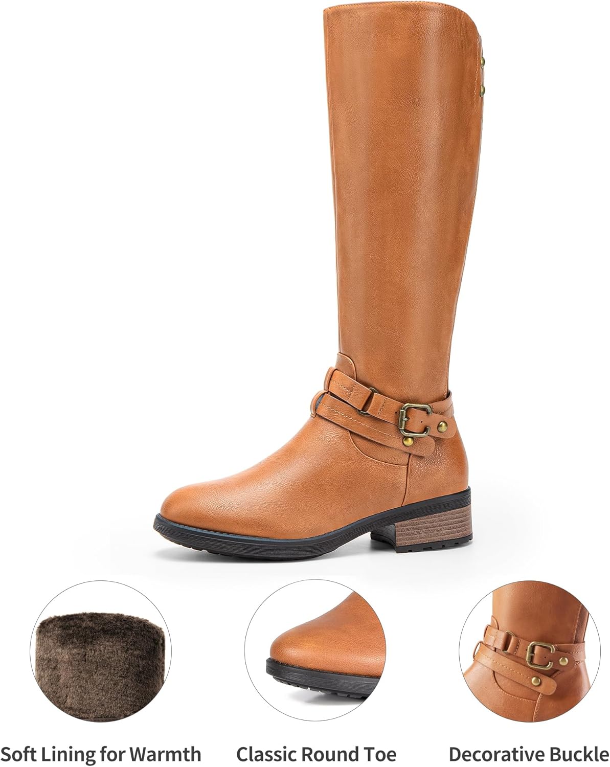 DREAM PAIRS Women's Knee High Boots, Buckle Riding Boots - Image 4