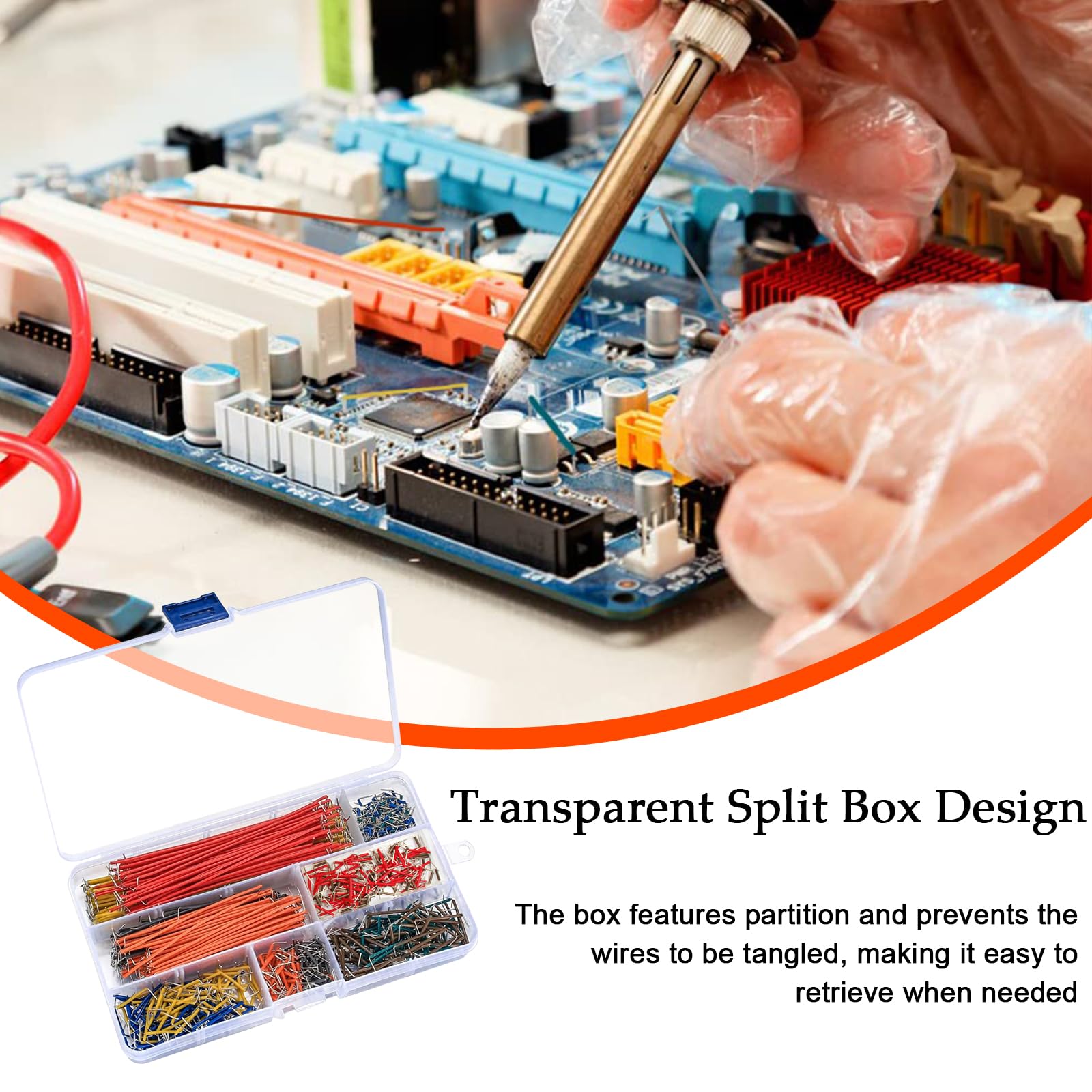 840 Pezzi Flessibile Fili Jumper Kit, 14 Lunghezza Fili Jumper Breadboard 2-125mm, Multicolore U Forma un Cavo Jumper, Filo Jumper con Trasparente Scatola per Saldatura a Circuito Chiuso