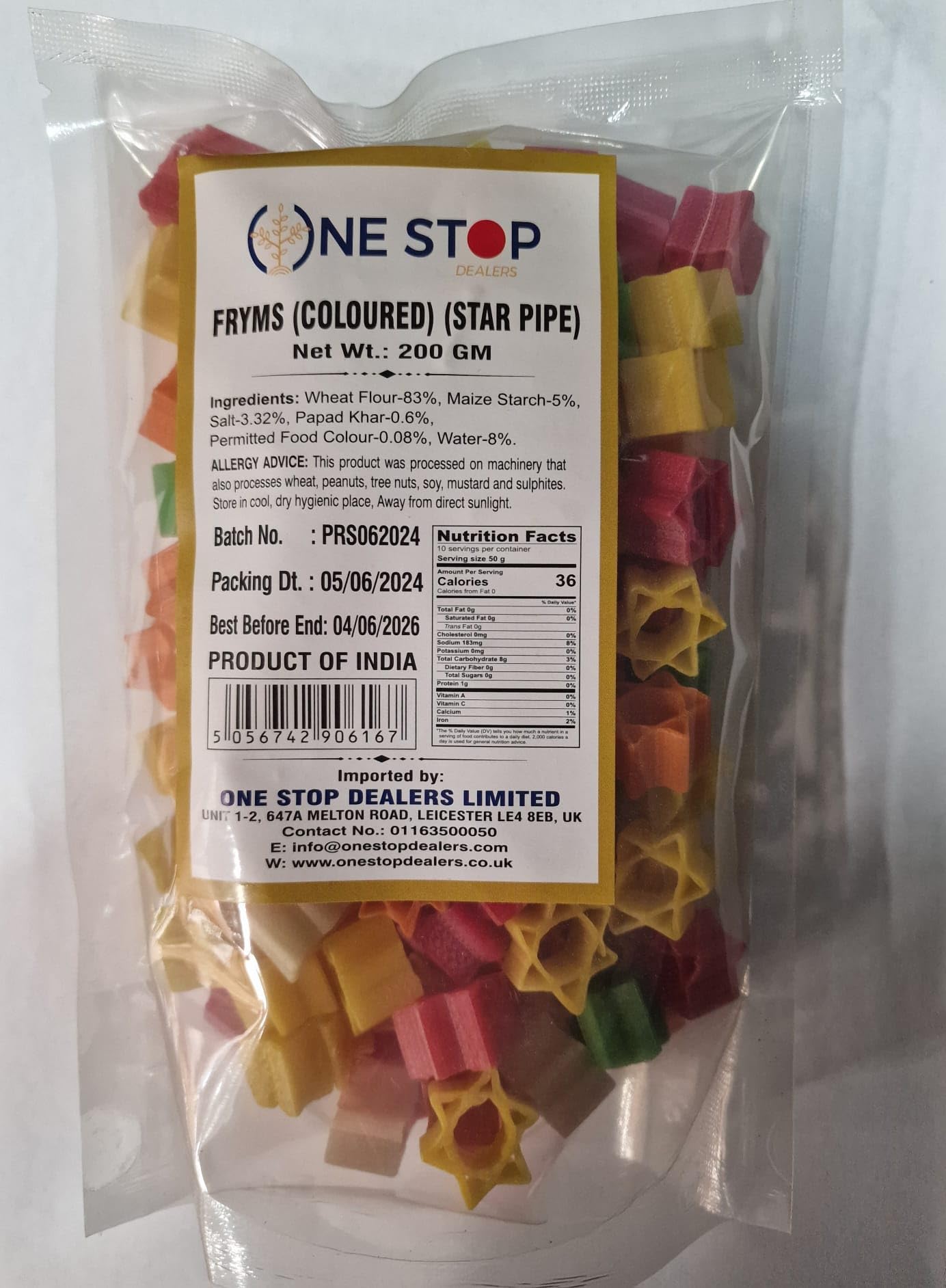 ONE STOP DEALERSFryums Star Pipe 200g - Crunchy, Star-Shaped Snack, Fun and Flavorful, Ideal for Parties and Daily Snacking (Pack of 1)