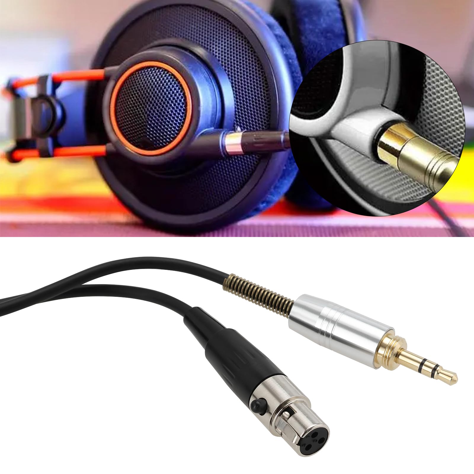 Cable de audio de 3 m Mini-XLR a 3,5 mm y 6,35 mm, cable de extensión de auriculares TPE, compatible con AKG K240 Q701 K702 K141 K171 M220
