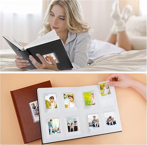 Miniatura 8 de Álbum de fotos de 128 bolsillos con espacio de escritura y ventana frontal, libro de imágenes de 3 pulgadas para Polaroid, compatible con cámaras