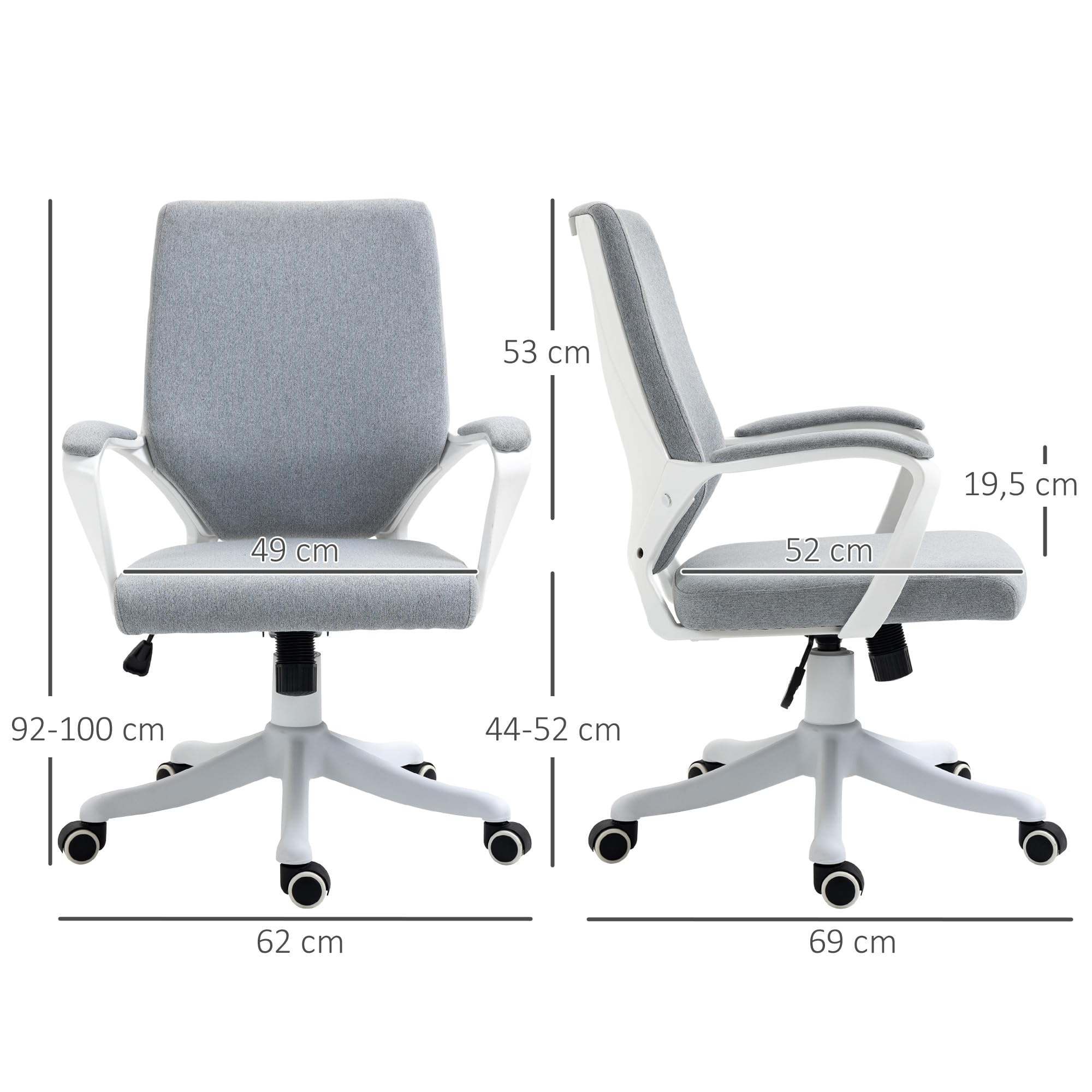 Vinsetto Silla de Oficina Giratoria Basculante 62x69x92-100 cm Verde Gris