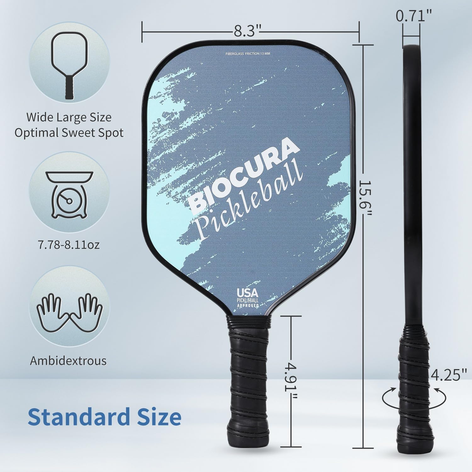 Pickleball Paddles Set of 2 – Durable Fiberglass, Lightweight Pickle Ball Rackets 2pack with 4 Outdoor Balls & Carry Bag – Outdoor Game for Women, Men & Beginners