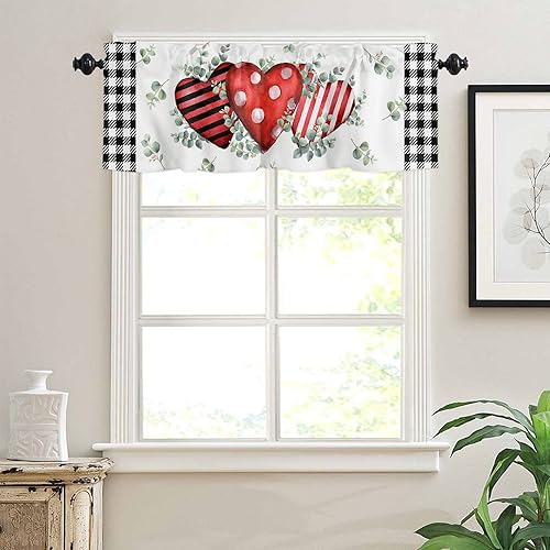 Miniatura 3 de LOVE - Cenefa de cortina de cocina festividad Navidad cenefa con bolsillo para barra para ventanas sala de estar dormitorio cafetería decoración de