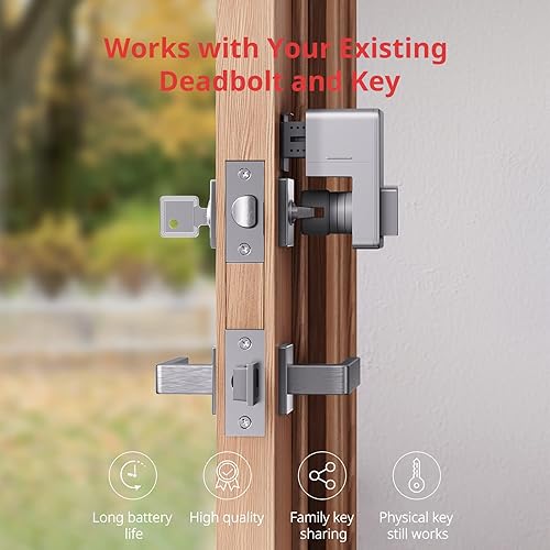 Miniatura 2 de SwitchBot Cerradura inteligente, cerrojo electrónico Bluetooth, cerradura de puerta de entrada sin llave para puerta delantera, compatible con