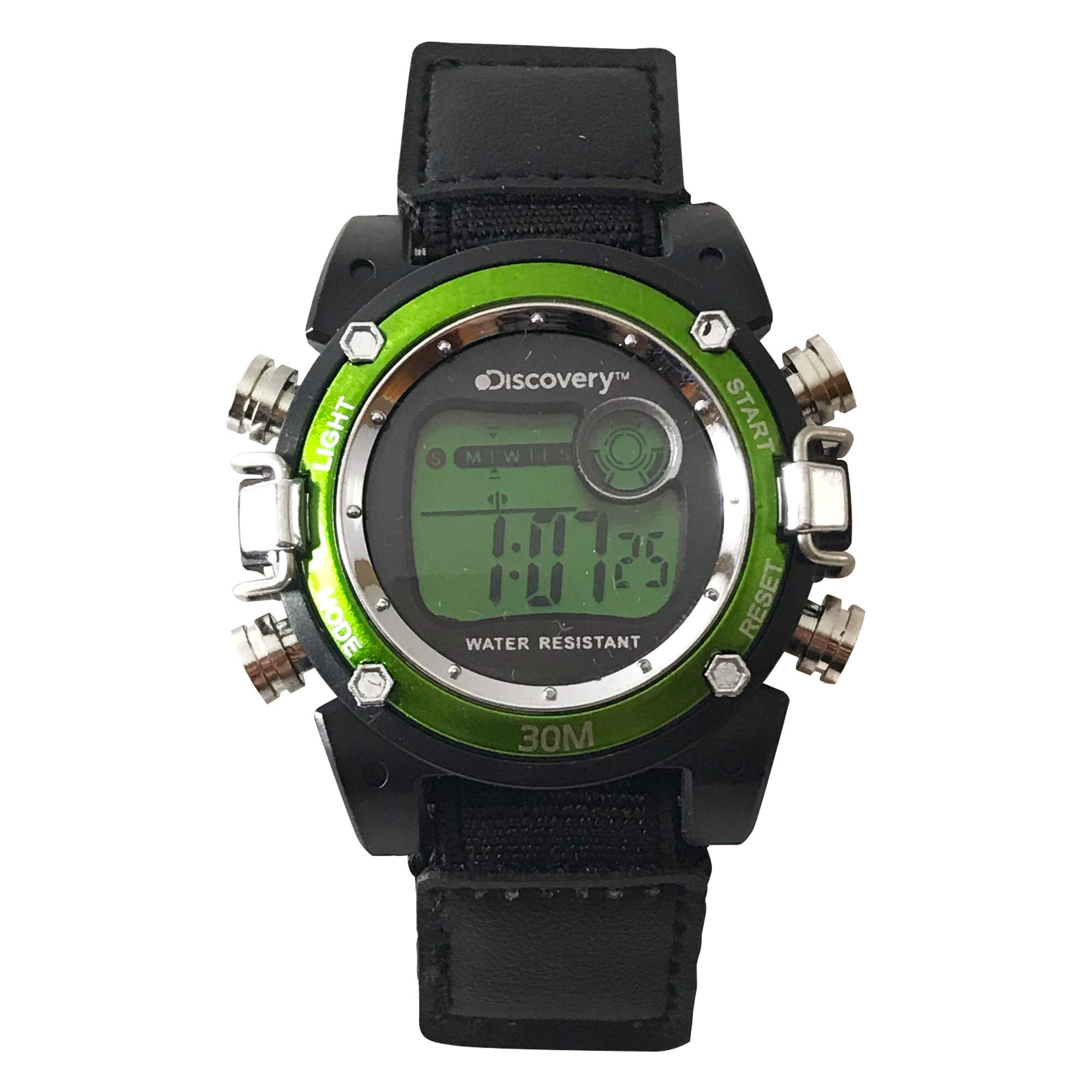 Discovery Kids Black Nylon Fastwrap Digital Watch with Green Accent
