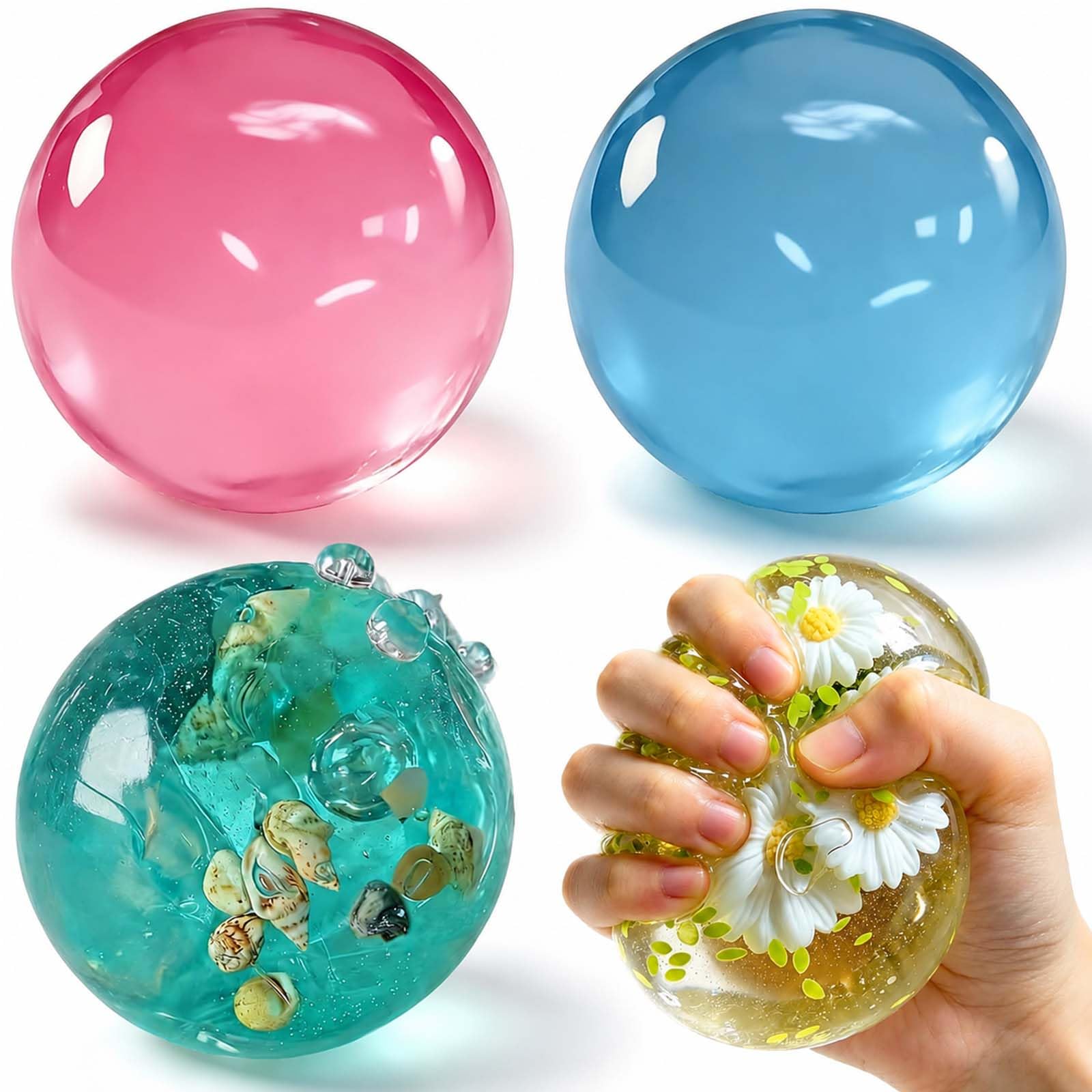 Squishy Fidget Toys, 4Pcs Coconut Oil Squishy Stress Balls for Adults Kids