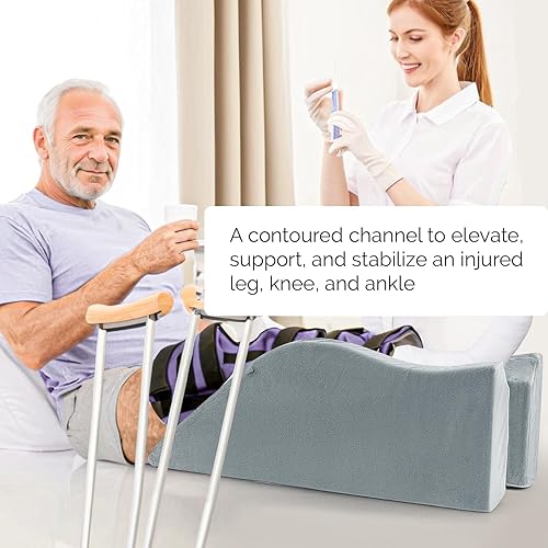Miniatura 8 de Almohada de elevación de piernas para después de una cirugía, lesiones o descanso, almohada de cuña de fijación de tobillo para aliviar el dolor de