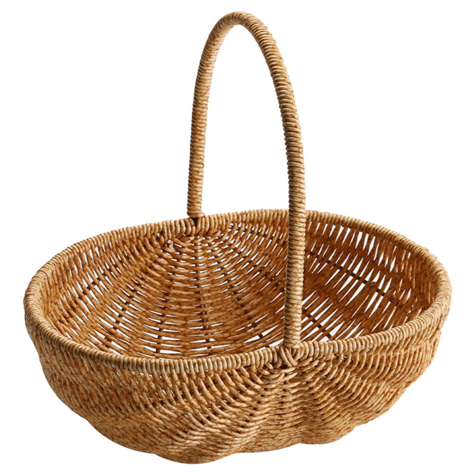 Zhaoj24-05 One Color Fruit Racks Woven Storage Baskets Snacks Serving Vegetable Shop Seagrass Fruit Container Picking Basket Snack Bread