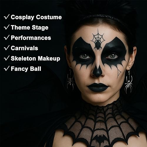 Vista 116 de BADCOLOR Pintura facial mezclable con crema negra para adultos, niños, ojos, softbol, fútbol, béisbol, deportes, no tóxica, hipoalergénica