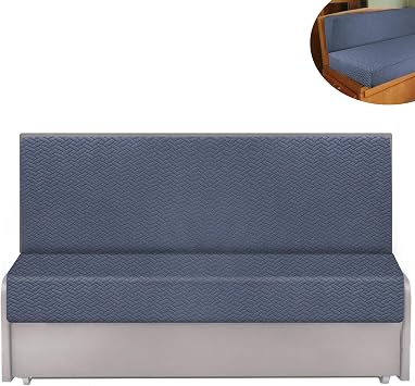 WEIGUZC RV Dinette Cushion Covers, Stretch Printed Couch Covers with Jacquard Fabric - RV Camper Car Bench Includes 1 Sofa Seat Cushion Cover & 1 Cushion Cover, Washable & Easy Fitted Dark Blue