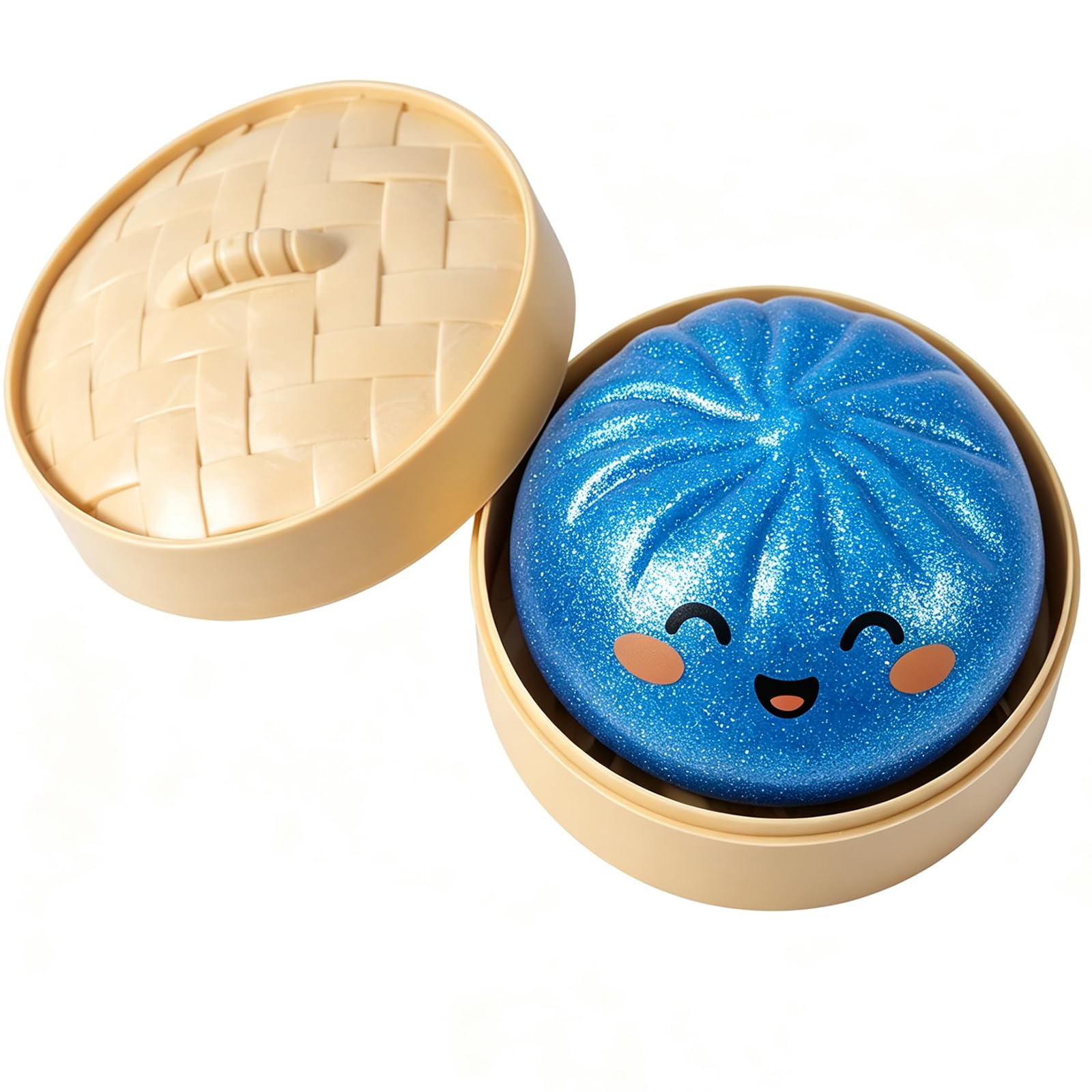 Giant Dumpling Squishys, Colorful Dumpling Stress Fidget, Squishys Dumplings Toy Giant Mystery, Cute Soft Glitter Calming for Relaxation Children Adults (Glitter Blue) — image 1