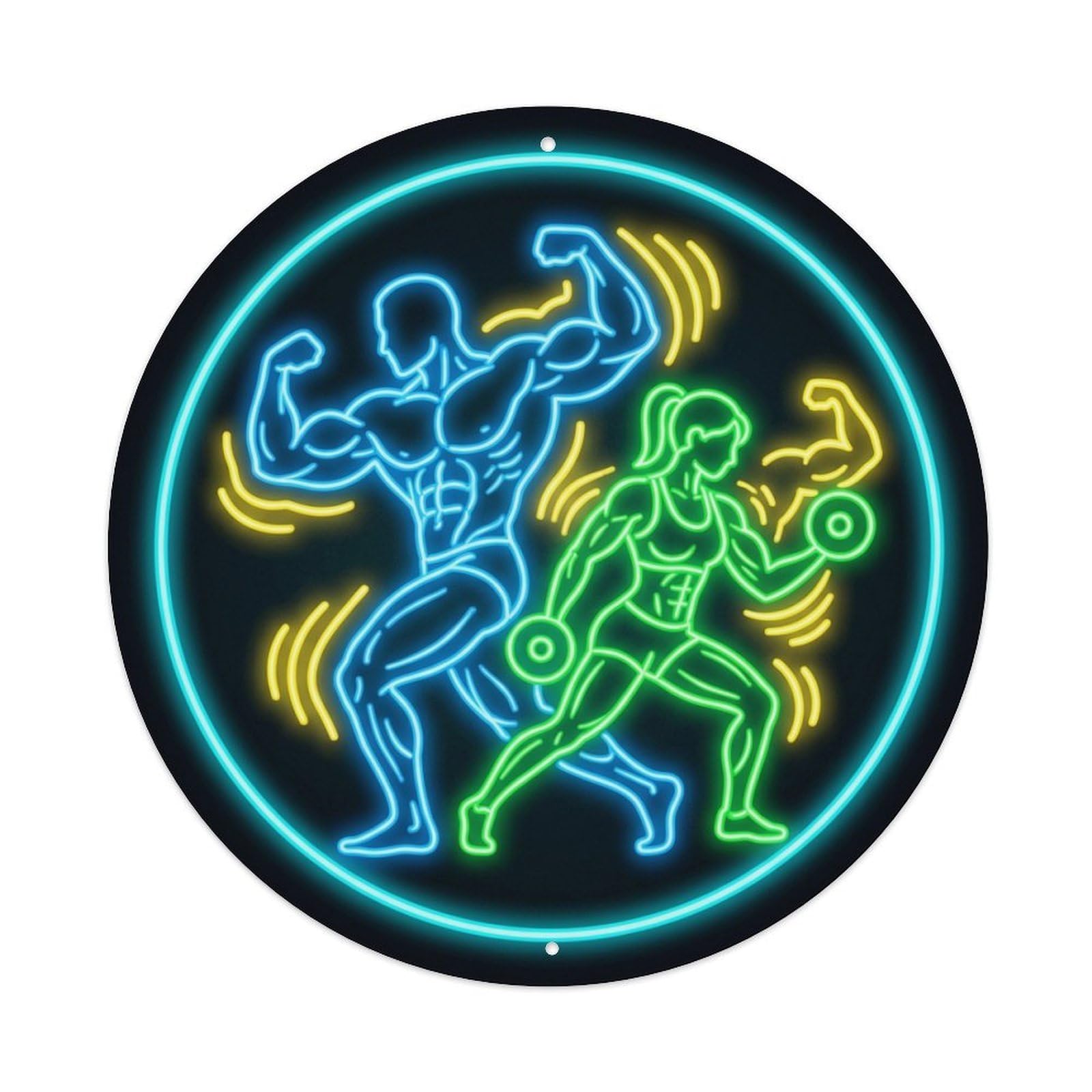 Vintage Faux Neon Gym Retro Bodybuilding Hypertrophy Metal Tin Sign