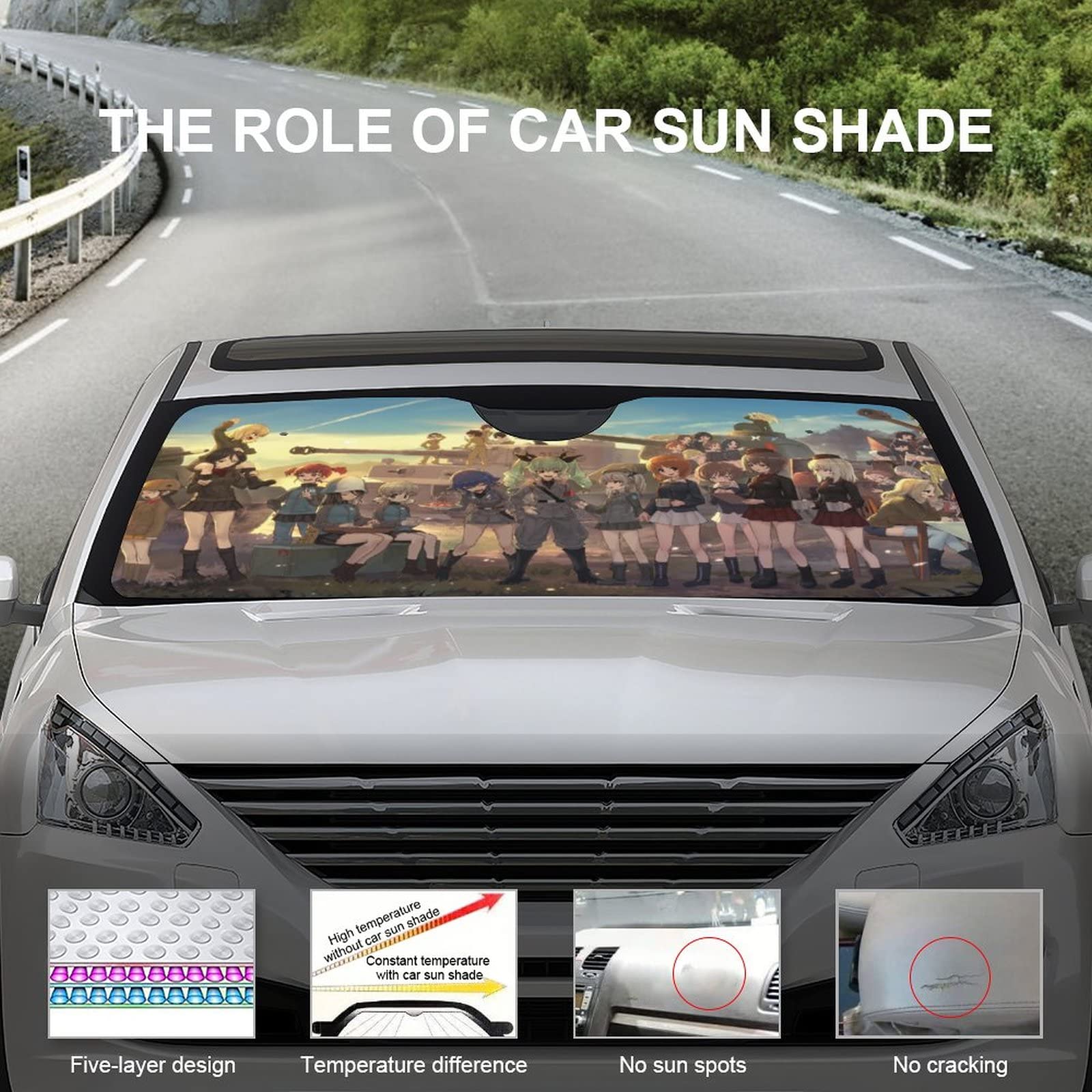 Amazon | サンシェード 車 フロント ガールズ&パンツァー 日除け