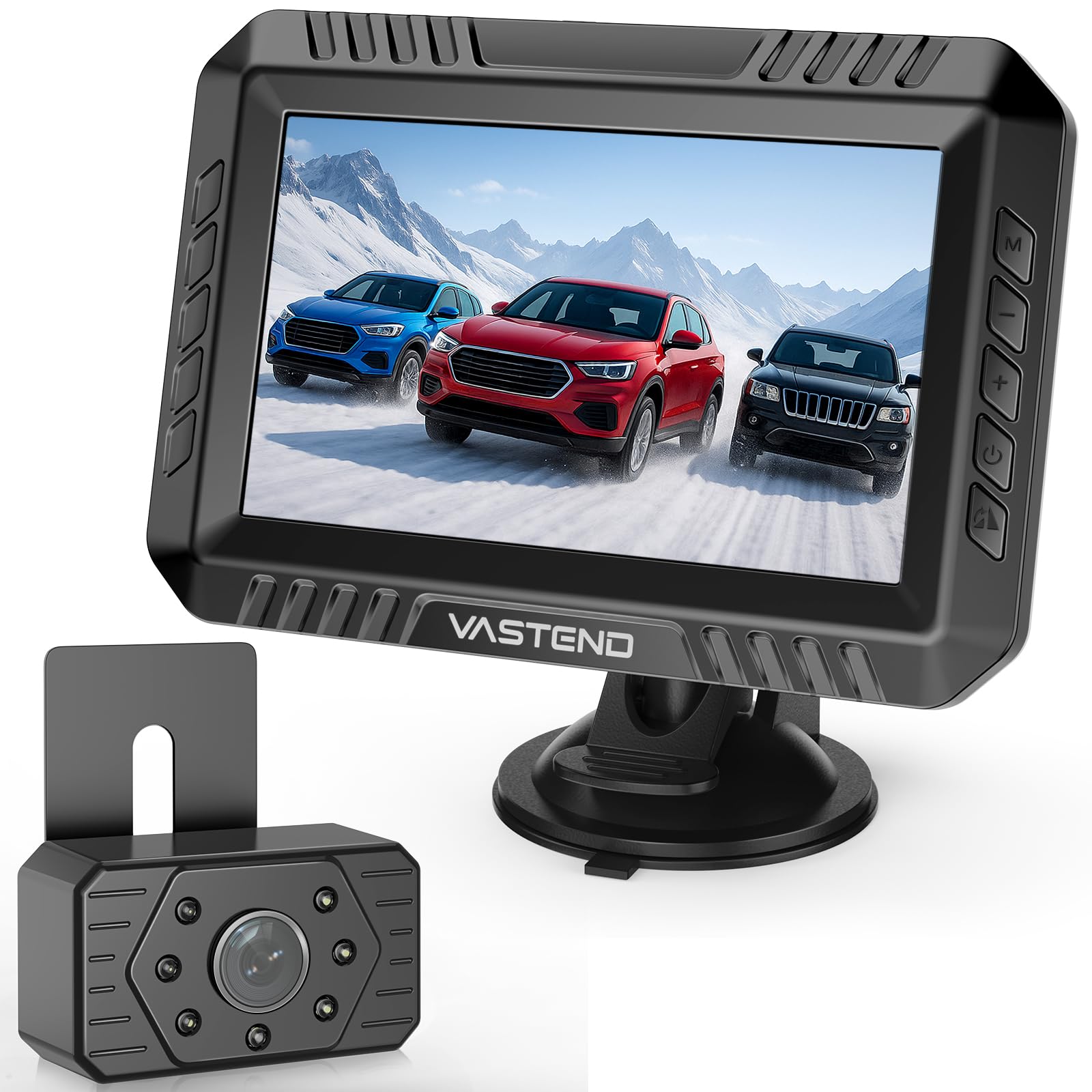 VASTEND Cámara Trasera Coche Inalambrica con Monitor 5" 1080P HD, Instalación Rápida, Visión Nocturna IP69 Impermeable Camara Marcha Atras, para Coche, Camión, SUV