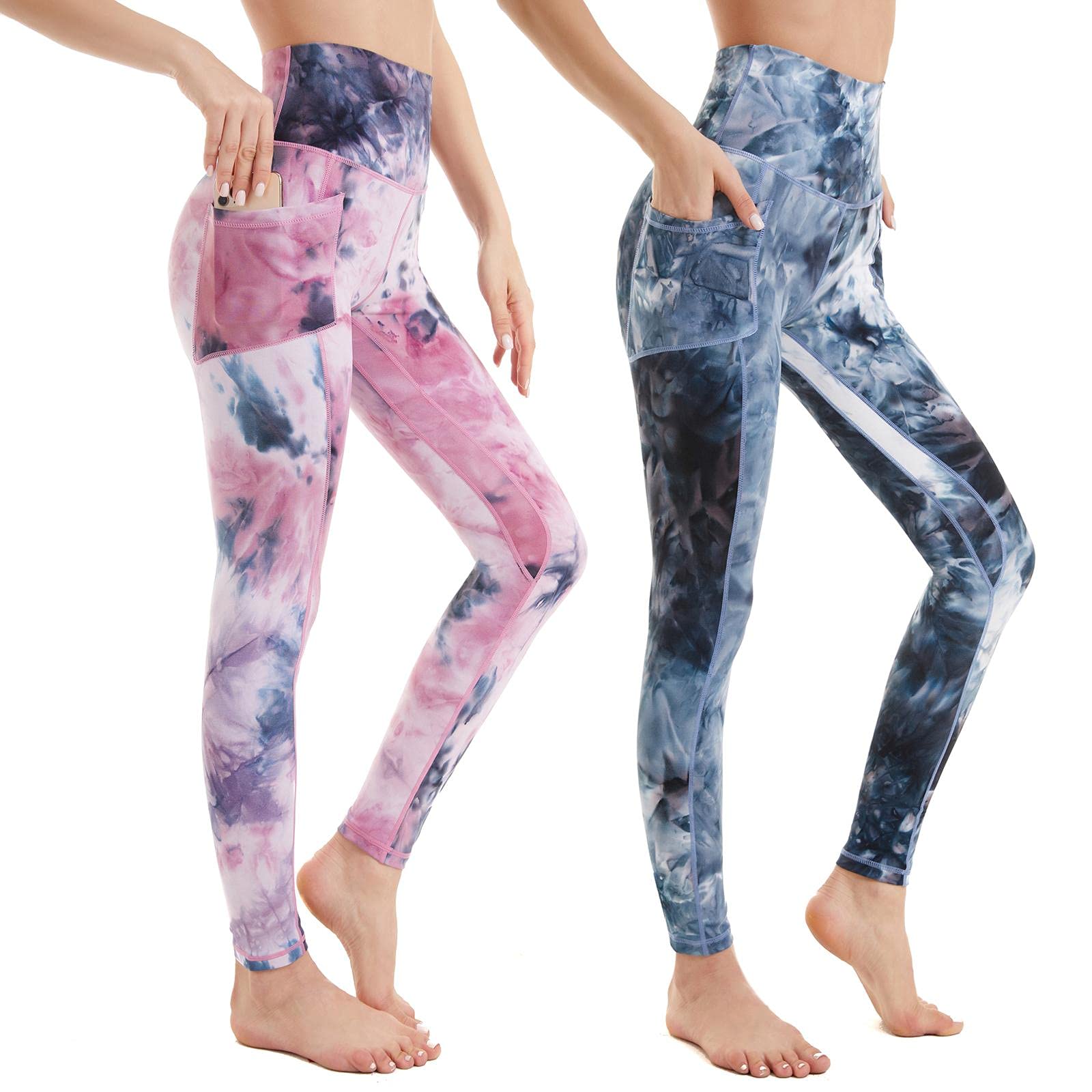 AMYTIS Legging de Sport Femme Pantalon de Yoga avec Poches Yoga Fitness Gym Taille Haute Leggings pour Femmes