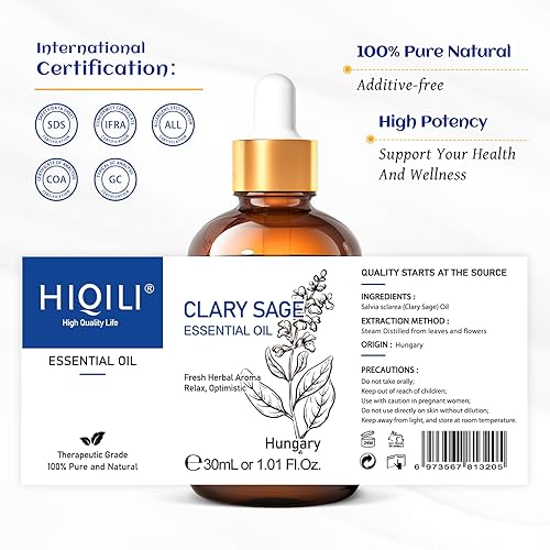 Miniatura 320 de HIQILI Aceite esencial de albahaca de 1 fl oz, 100% puro sin diluir para la piel, difusor, 1.0 fl oz
