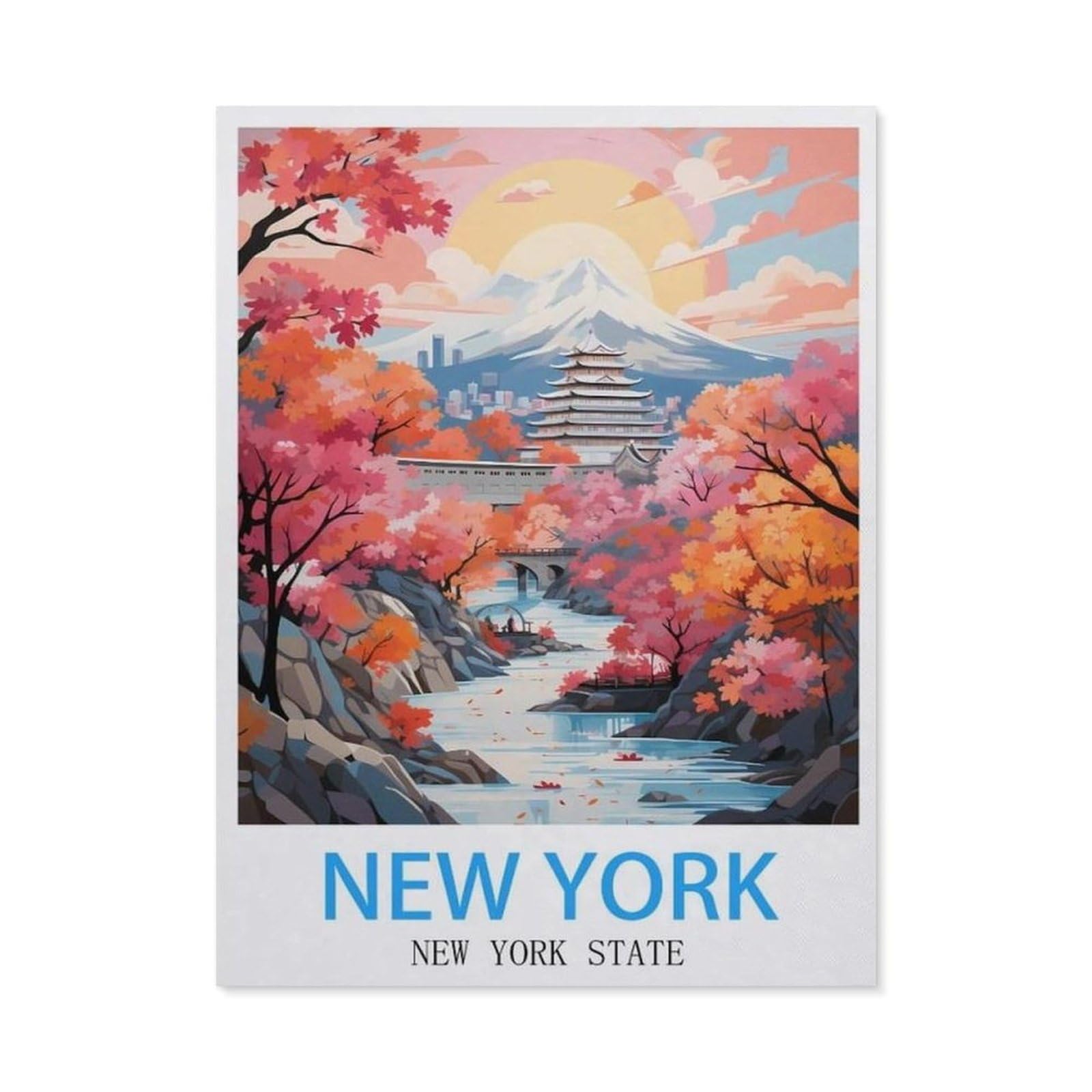 BEAYODKP New York New York State Vintage Travel Poster，Diamond Art Kits for Adults and Kids, Full Drill Round Rhinestone Paint with Diamonds（50 x 60 cm/19.68 x 23.62 inches）-BW41