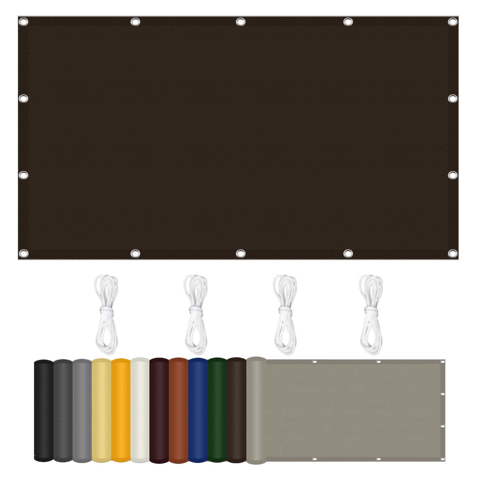 Pare-soleil extérieur 100x100 cm avec attaches marron pour aménagement terrasse