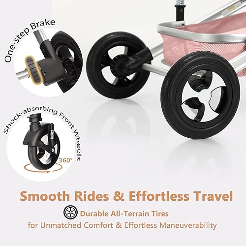 Miniatura 5 de Cochecito de bebé convertible, cochecito infantil plegable 3 en 1, cochecito alto de paisaje con respaldo y toldo ajustables, cochecito para recién