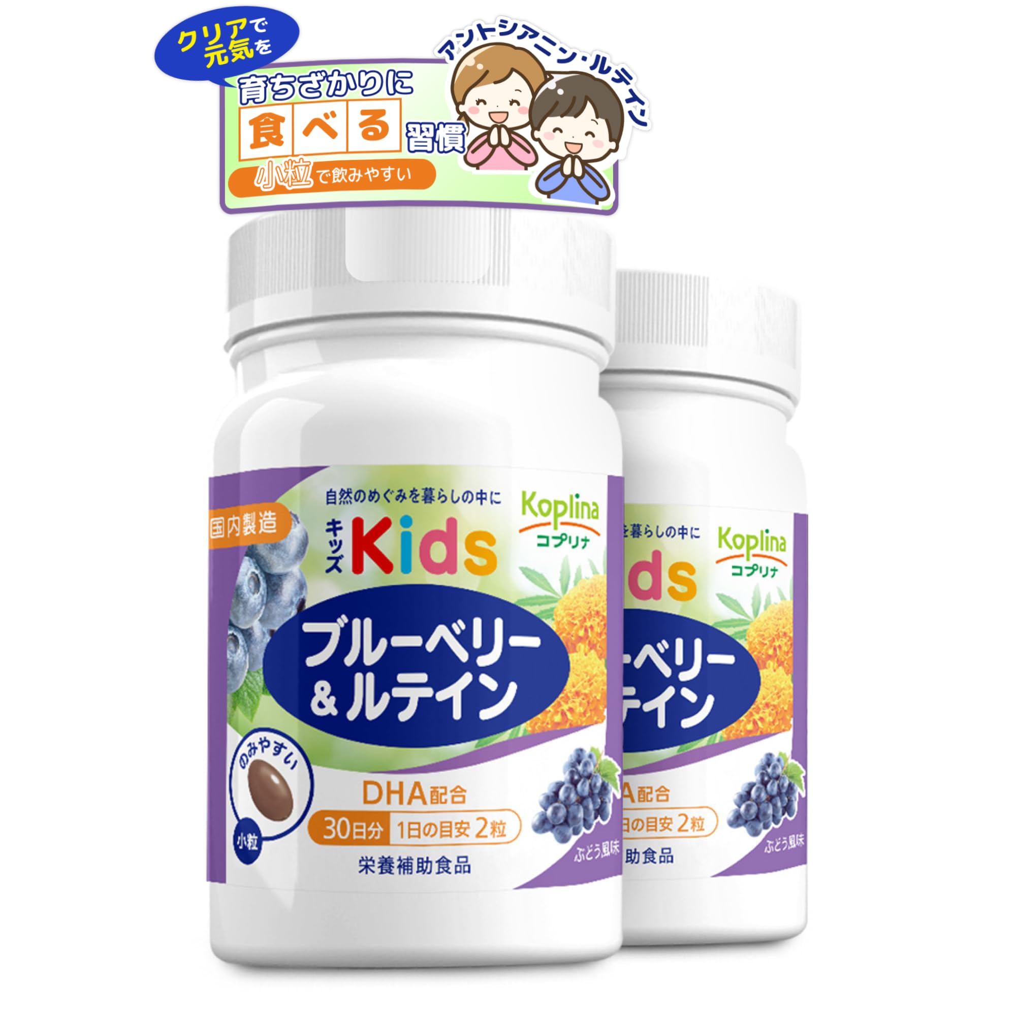 Amazon | コプリナ キッズブルーベリー&ルテイン 60粒 2個セット60日分 