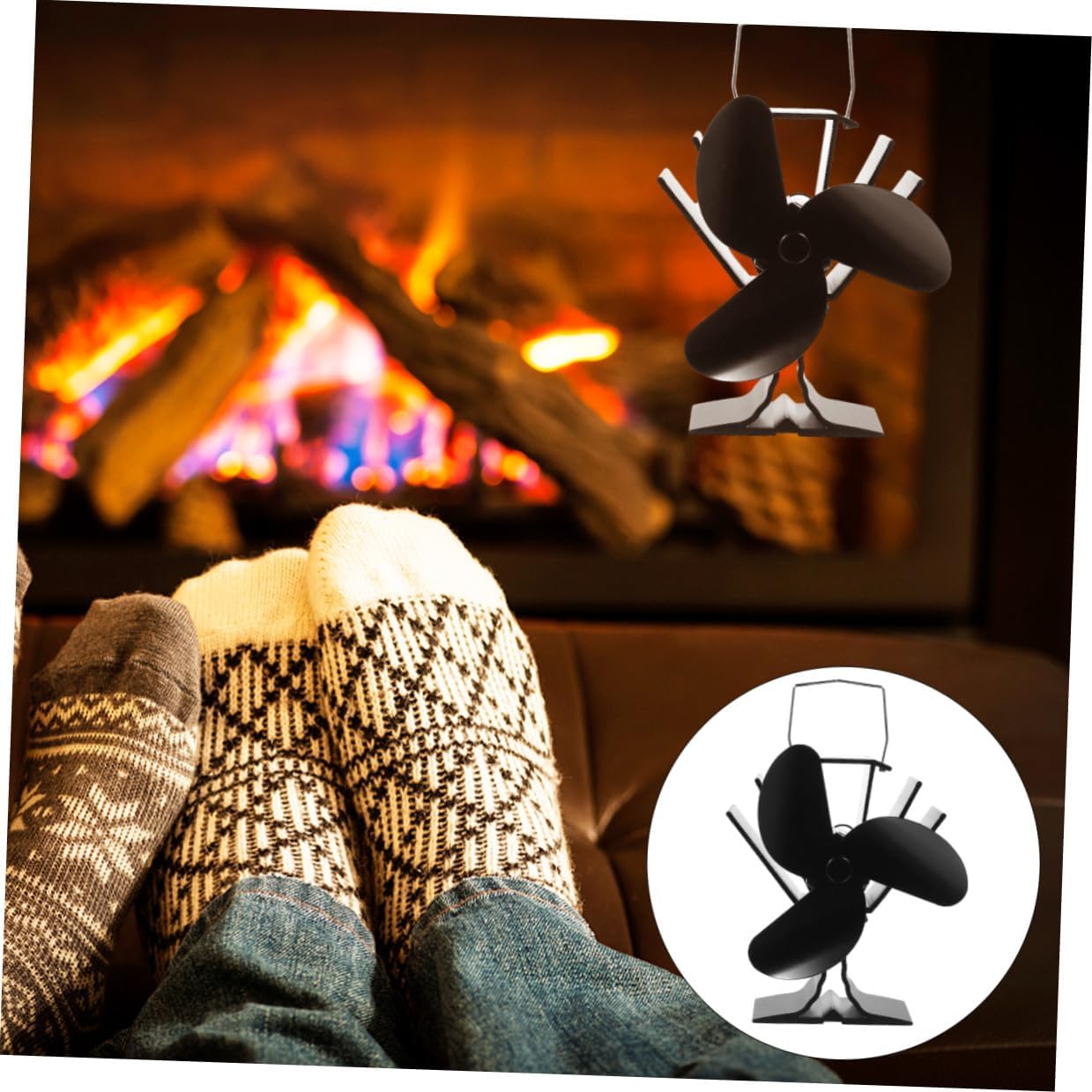 Alasum 4 Vane Heat Powered Stove Fan 3-blade Thermal Fireplace Fan for Efficient Heat Distribution in Home Heating Systems