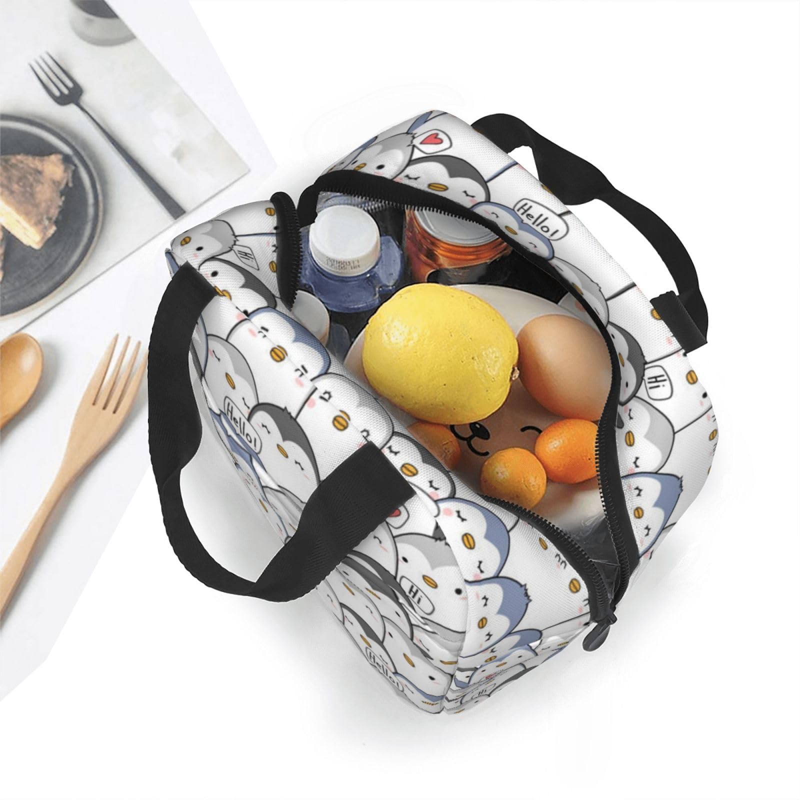 Borsa termica per il pranzo con stampa di pinguini, per donne e uomini, leggera e resistente, per ufficio, lavoro, scuola
