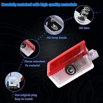 4pcs Car Door Projector for Mercedes Benz Logo Lights - Door Projector Lights for A B C E M G AMG er W166 W176 W205 W212, HD LED Original Logo Light, Car Welcome LED Light Logo