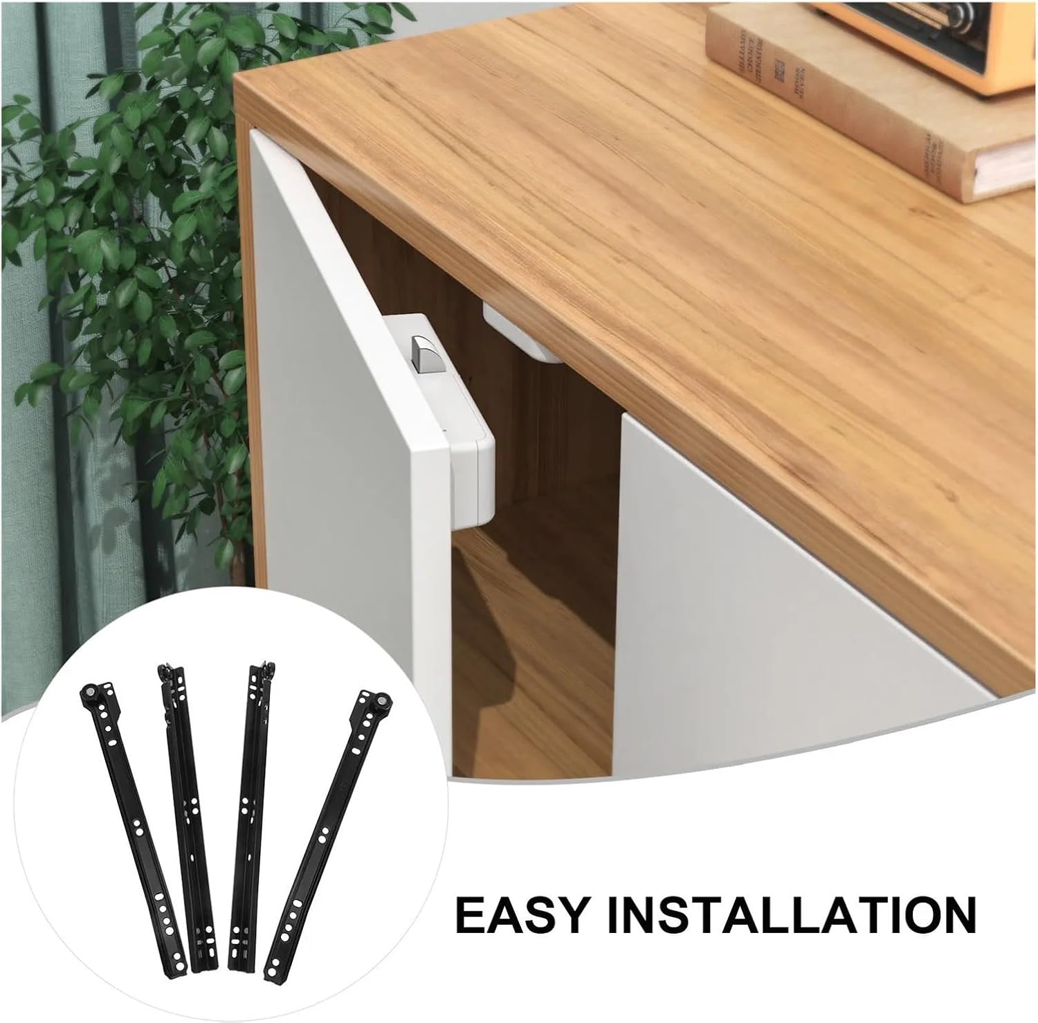 Full Extension Drawer Slides 1Pair Heavy Duty Bottom Mount Drawer Slides Metal for Kitchen Cabinets Furniture