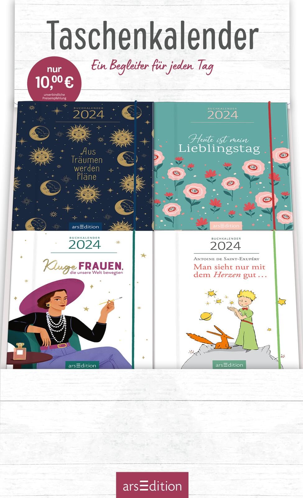 Display Taschenkalender 2024: Mit 4 x 6 Ex. | Handliche Taschenkalender mit Wochenkalendarium