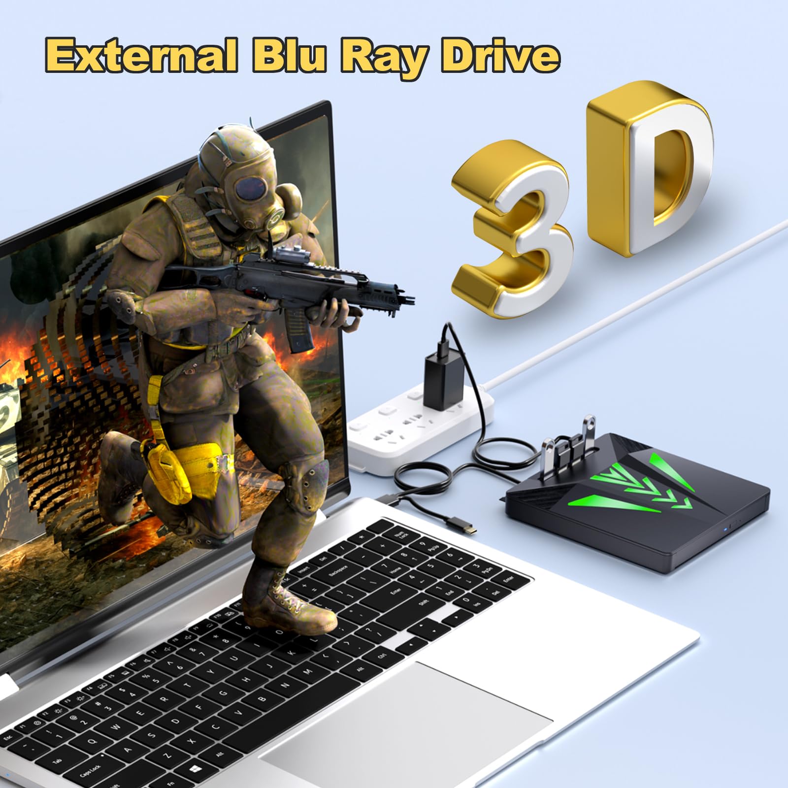 Externes Blu-ray Laufwerk Blu-ray Laufwerk BD/DVD Player Lesen/Schreiben Tragbares Blu-ray Laufwerk USB 3.0 und Typ-C DVD/CD/BD Recorder Ultra High Definition Blu-ray Recorder für Windows 7/8/10/11