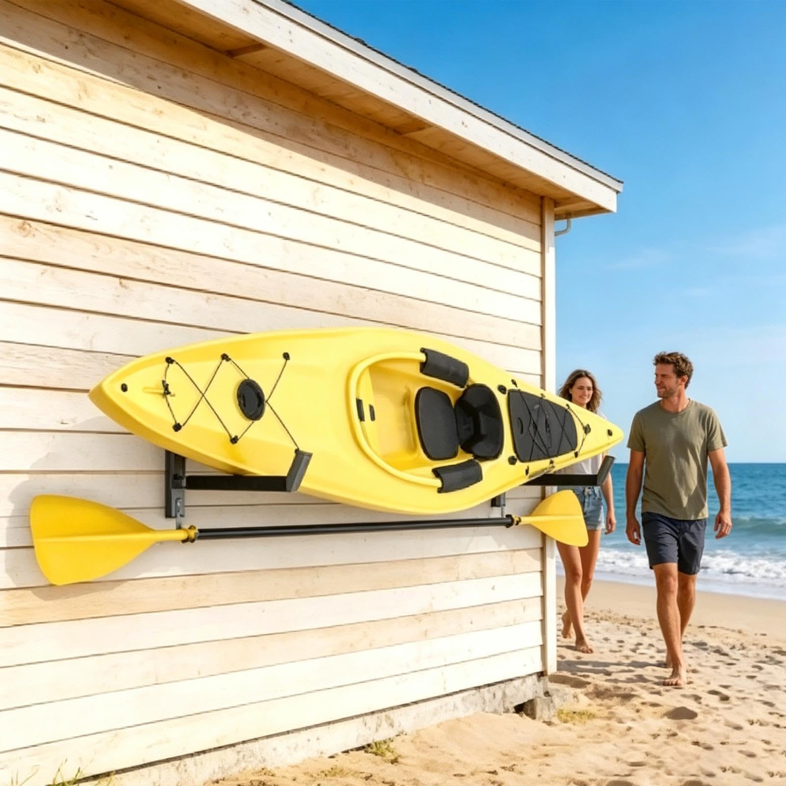 Support kayak pour garage Lot De 2 Supports Pour Planche Surf Robustes | Support Mural De Rangement Pour Kayak Convient Aux Échelles Canoës Planches À Pagaie Snowboards Vélos Intéri
