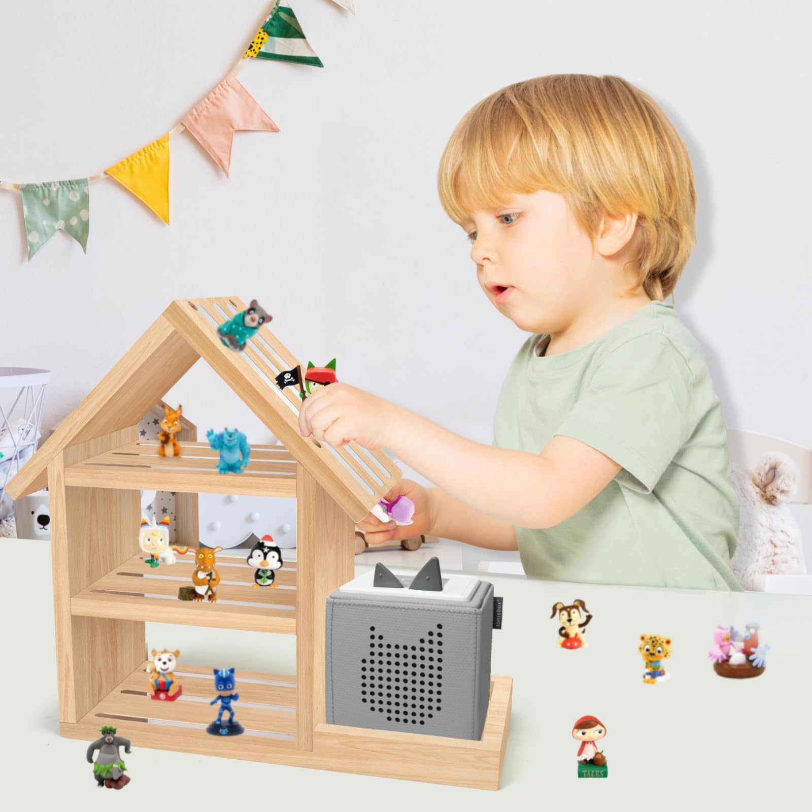 Tonie Étagère pour chambre d'enfant, en forme de maison, pour jusqu'à 85 Toniebox, magnétique, pour Tonie Box et figurines, pour garçons et filles