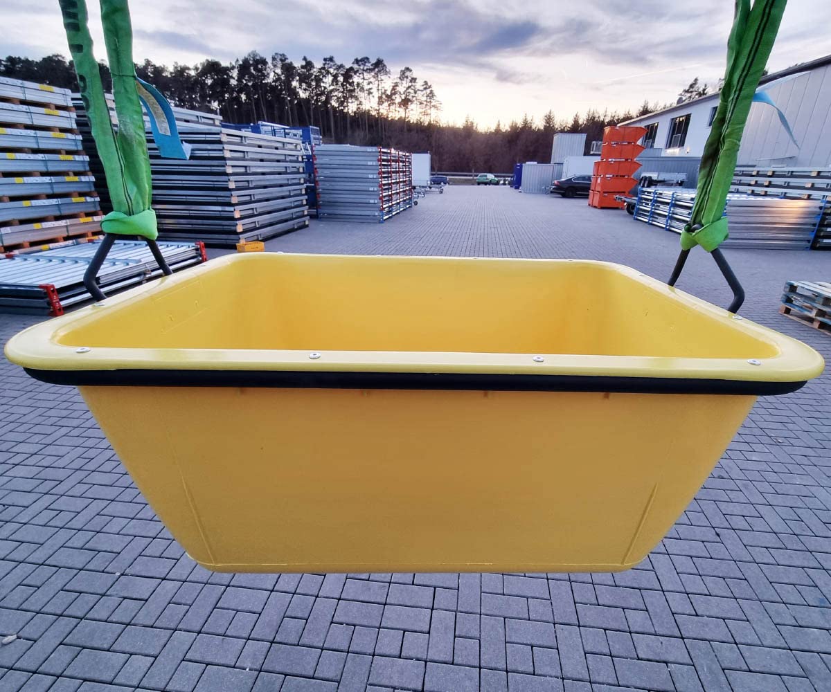 200 Liter Mörtelmulde gelb kranbar frostbeständig umlaufendedr Stahlrahmen mit GS-Siegel Mörtelwanne Mörteleimer