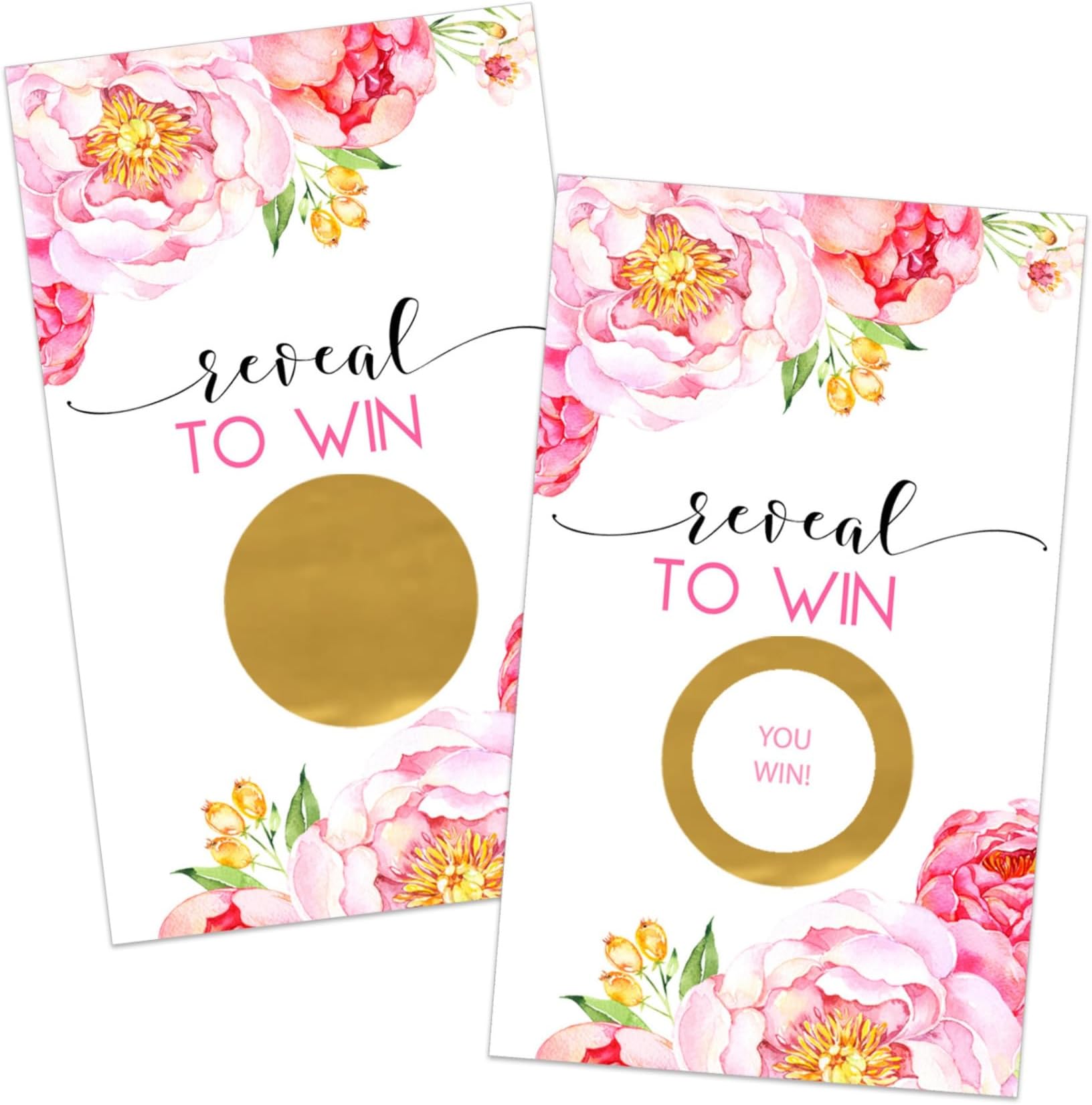 Cottage Floral Scratch Off Game Cards (28 Pack) - Fun Baby Shower Game Ideas, Pink Wedding Activity, Lottery Tickets Door Prizes, Raffle Drawings, Instant Win Scratchers, Bridal Shower Party Favors