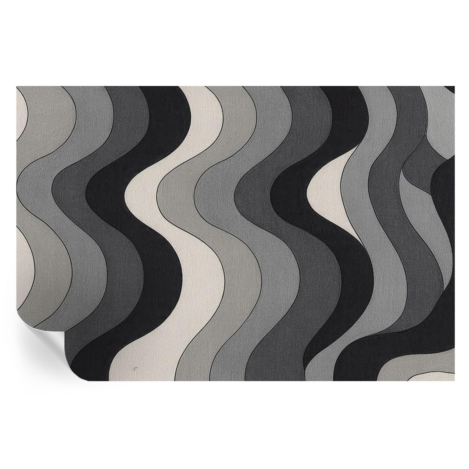 Papel pintado autoadhesivo de 104x70 cm con ondas grises para murales de pasillo