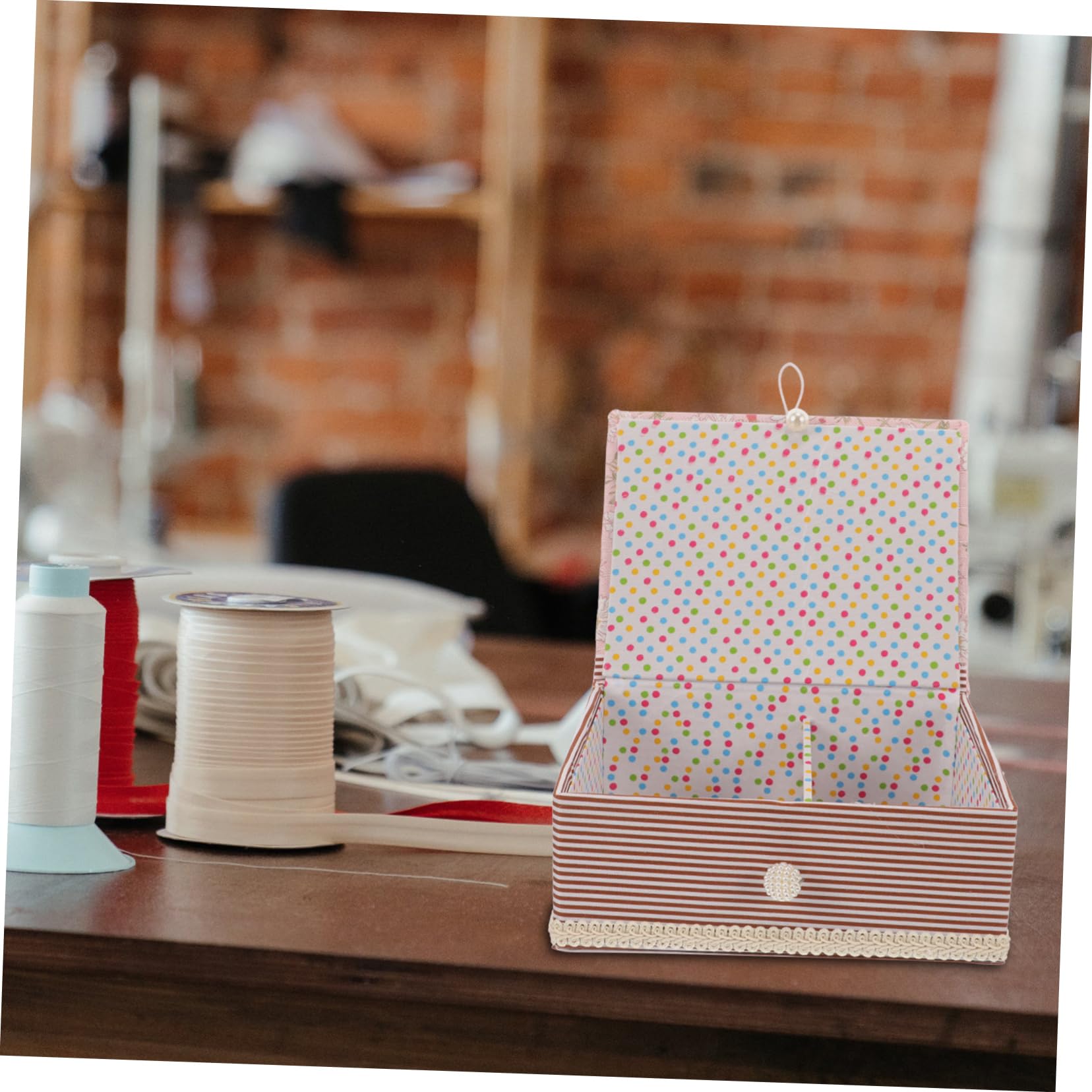 NUOBESTY 5piezas Caja De Costura Portátil Para Almacenar y Accesorios De Costura Organizador De Tela Para Doméstico y Para y Manualidades Diseño Rosa