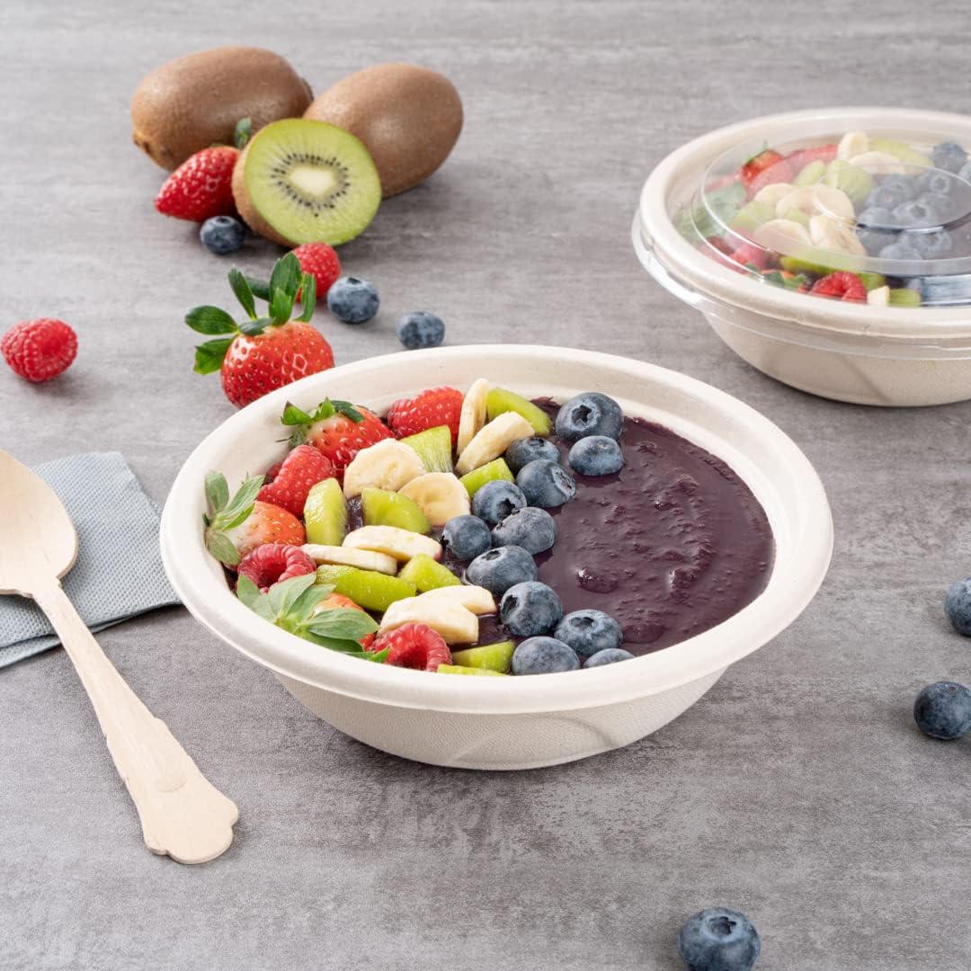 Restaurantware Pulp Tek 25 Ounce Bagasse Bowls 100 Round Sugarcane Bowls - Microwavable Freezable Brown Bagasse Disposable Hot Bowls For Hot And Cold Foods Sustainable