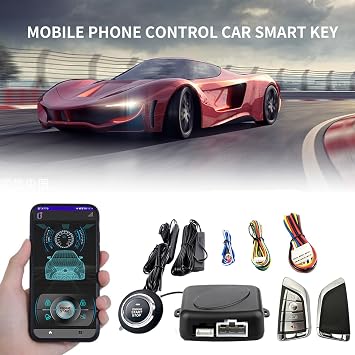 Car keyless Engine Start Alarm System Button Enter app Remote Start Stop -