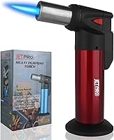 JETPRO Butane Torch Lighter: One-Hand Kitchen Cooking Torch for BBQ, Baking, Creme Brulee - Adjustable Flame, Safety Lock, 2500°F Max