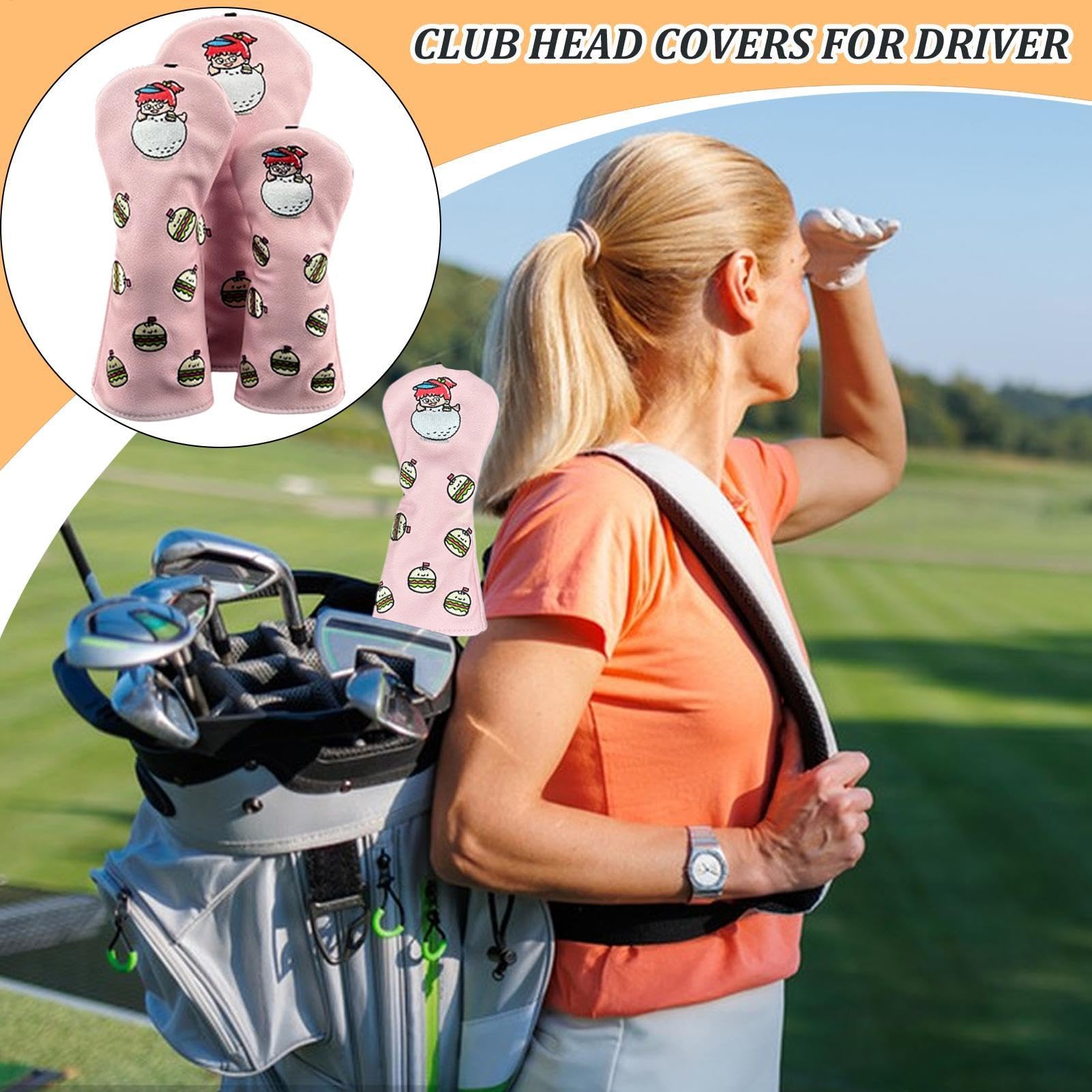Fundas protectoras para palos de golf, fundas protectoras para cabezas de palo de golf, fundas protectoras para palos de golf con material transpirable para palos híbridos