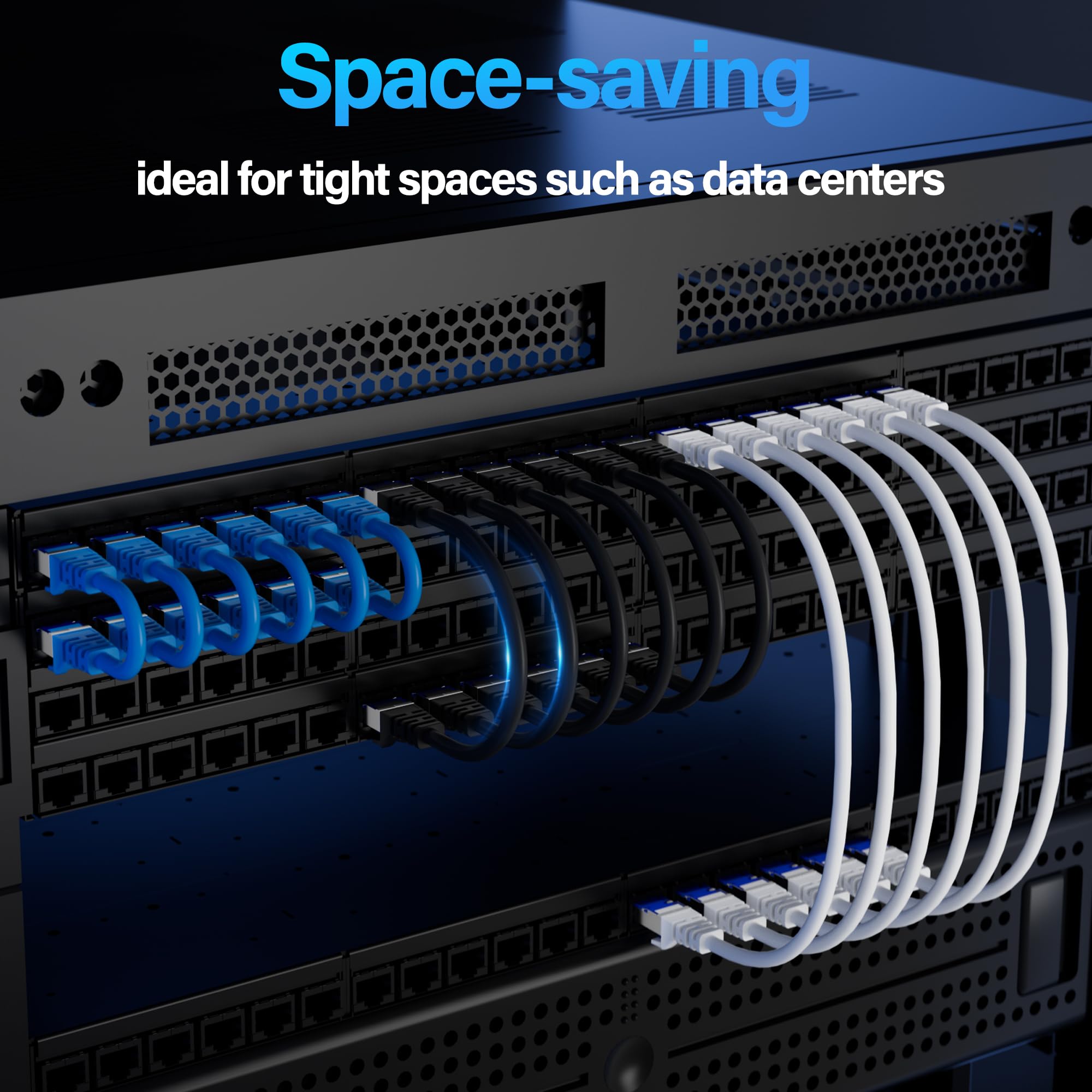Cable Ethernet Cat6A blindado de 10 Gbps de 10 pies (paquete de 5), cable Ethernet blindado delgado (F/UTP) Cat 6, cable de cobre desnudo Cat6 flexible de 28 AWG, cable de red Cat 6a que ahorra