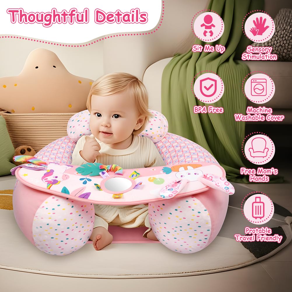 Siège Gonflable pour Bébés,SièGe De Sol Gonflable pour Bébés de 3 Mois et Plus Siège de Canapé pour Bébé Soutien du Dos pour Nourrisson Chaise de Bébé Gonflable,Bleu